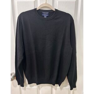 Club Room 100% Fine Cashmere Sweater Black Crew Neck Mens Med Flawed